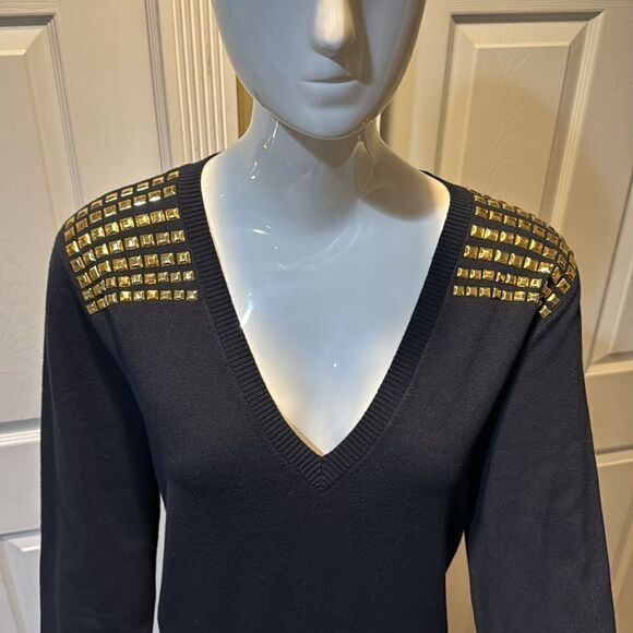 MICHEAL KORS STUDDED  V NECK ASTOR DRESS - Picture 7 of 11